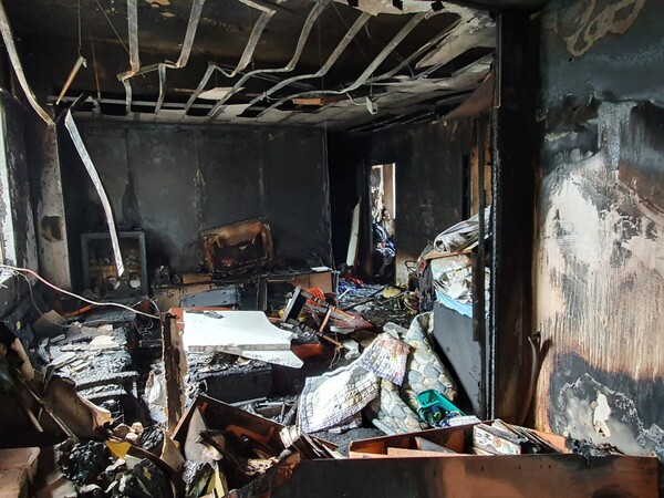 지난 12일 생명샘교회(백인완 목사) 화재 이후 백인환 목사 부부가 머물던 자택 내부 사진이다.