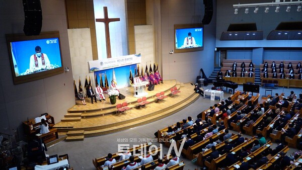 제천제일교회에서 24회 충북연회가 진행되고 있다.